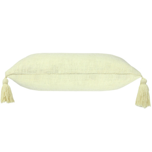Set of Two 20" Yellow Cotton Throw Pillows with Tassels