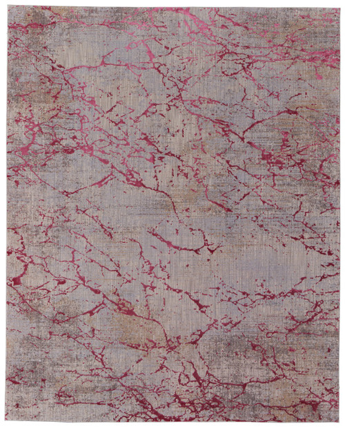5' X 8' Pink Taupe and Gray Abstract Power Loom Area Rug