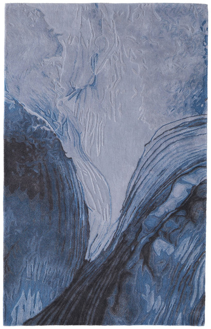 10' X 14' Blue Black And Gray Abstract Hand Tufted Area Rug