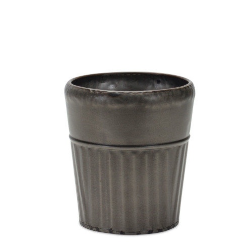 Set of Three Pewter Metal 12 Ounce Round Pot Planters