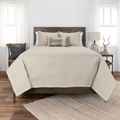 92" X 106" Natural Geometric Cotton Quilt