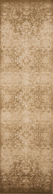 8' Beige And Tan Floral Medallion Runner Rug