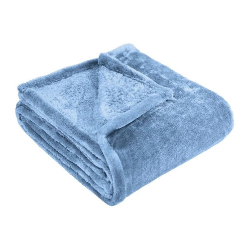 14" X 15" Blue Fleece Plain Weave Plush Throw Blanket