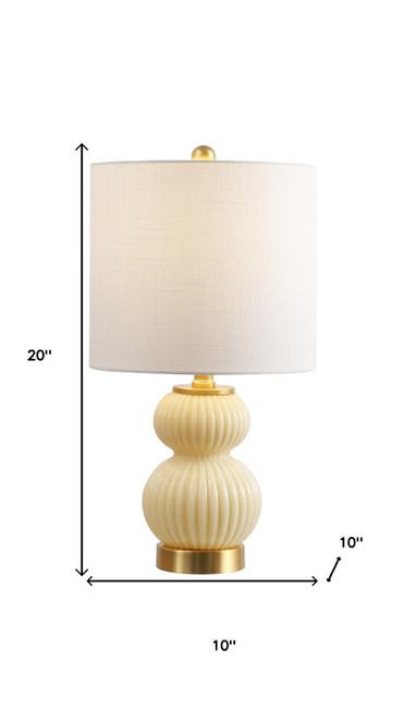 20" Gold Gourd Table Lamp With Drum Shade