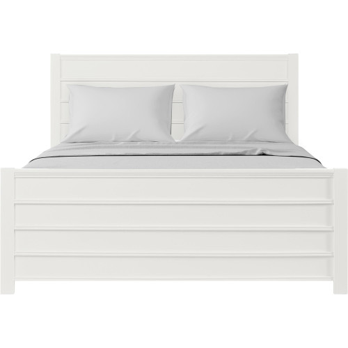 White Shiplap Texture Solid Wood King Bed Frame