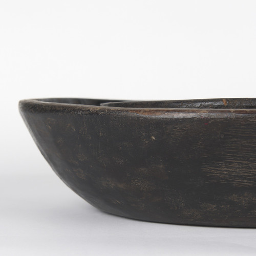 Set of Two Black Solid Wood Round Centerpiece Bowl