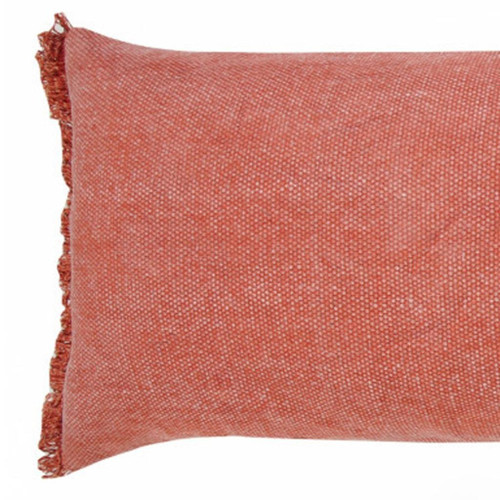 14" X 36" Red Lumbar Cotton Throw Pillow Cover