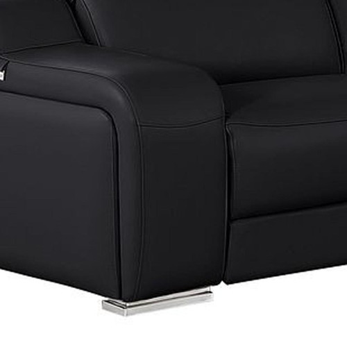 Two Piece Black Leather Five Person Seating Set