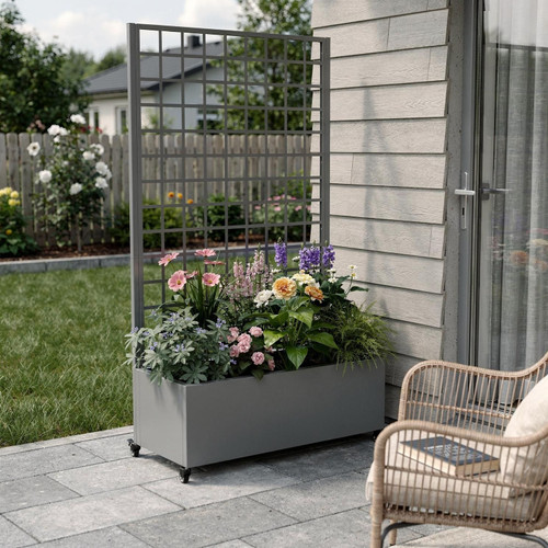 71" X 35" Gray Galvanized Metal Rectangular Planter Box