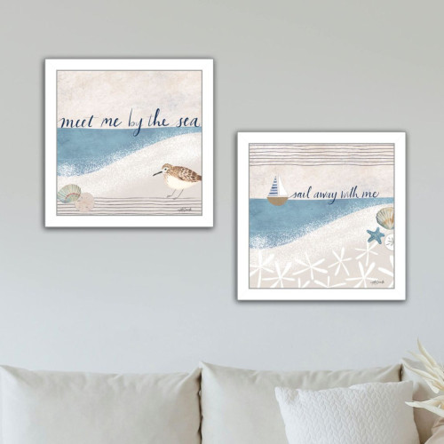 Set Of Two Sail Away With ME White Framed Wall Art