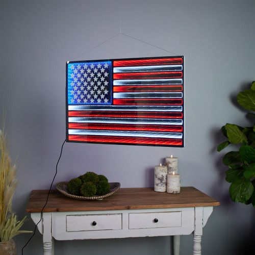 2" Red White And Blue Plastic Tabletop Sculpture with LED