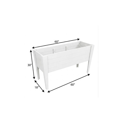 30" X 18" White Heavy Duty Plastic Rectangular Raised Garden Bed