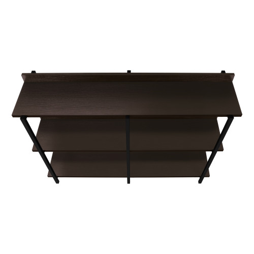 47" Brown and Black Wood and Metal Frame Console Table With Three Shelves