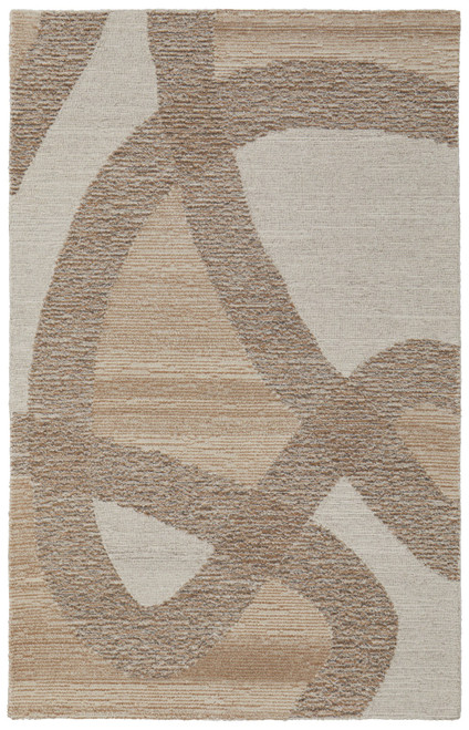 9' X 12' Brown Tan and Ivory Wool Abstract Hand Tufted Area Rug