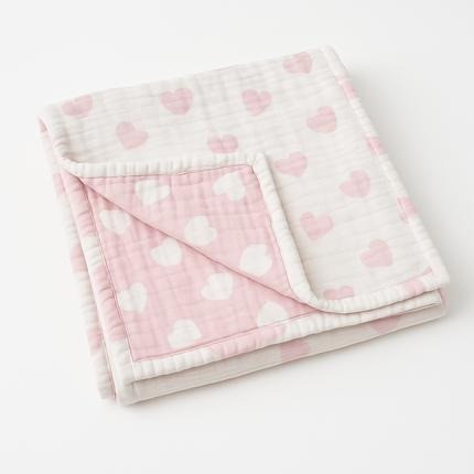 36" X 46" Pink And White Cotton Abstract Baby Blanket