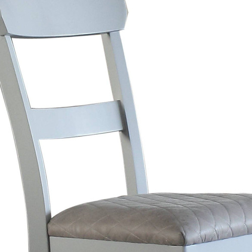 Set of Two Gray Fabric Open Back Dining Side Chairs