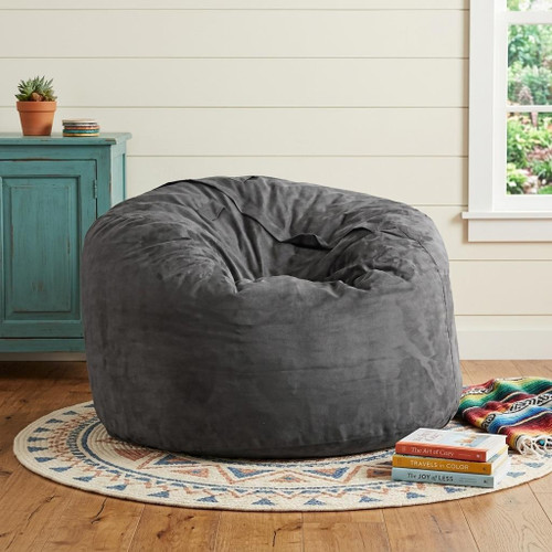 47" Charcoal Microsuede Classic Bean Bag