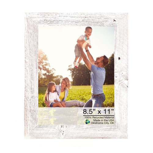 8.5" x 11" White Solid Wood Hanging Picture Frame