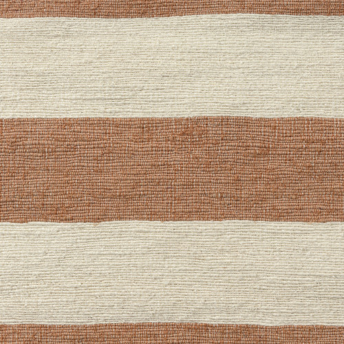 24" Rust And Ivory Striped Linen Blend Throw Pillow