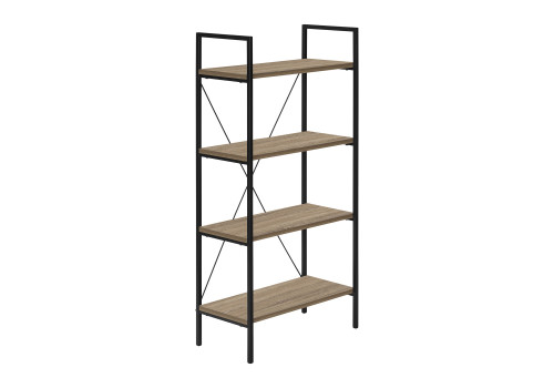 48" Taupe Metal and Wood Four Tier Etagere Bookcase