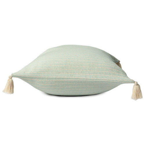 18" Light Blue And Beige Geometric Cotton Throw Pillow Cover