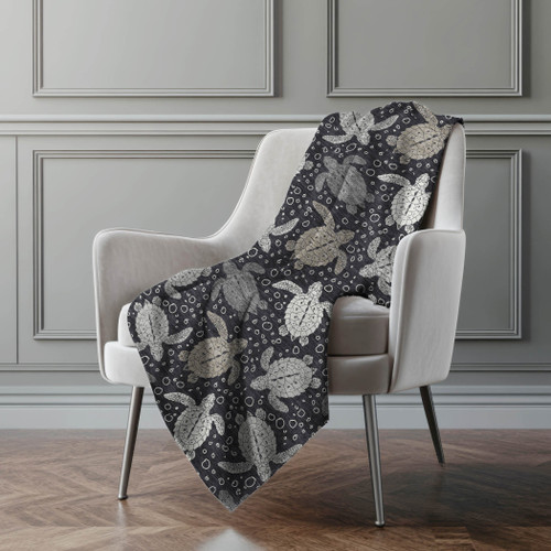 50" X 70" Midnight Gray And Ivory Animal Print Polyester Woven Plush Throw Blanket
