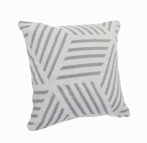 20" White And Gray Geometric Cotton Throw Pillow Cover
