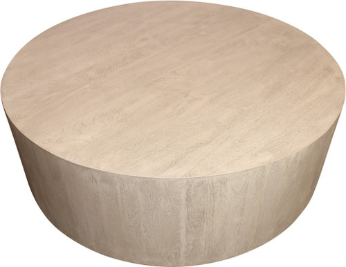 48" Natural Solid Wood Round Distressed Coffee Table