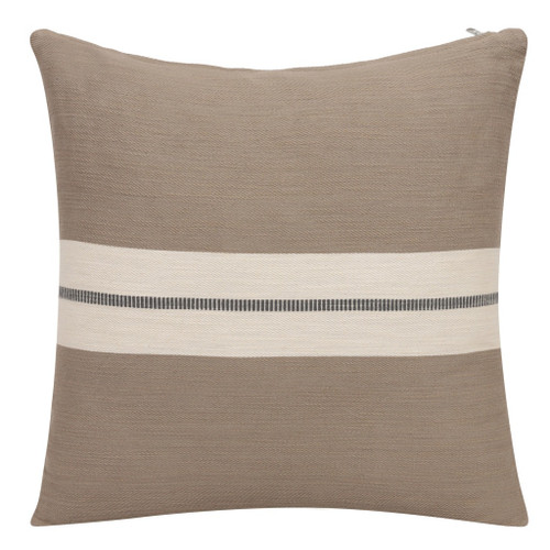 20" Brown And Ivory Striped Cotton Throw Pillow Cover