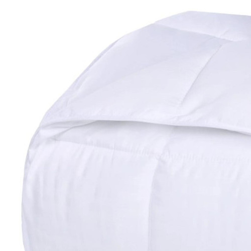Queen White Cotton Plain Weave Striped Blanket