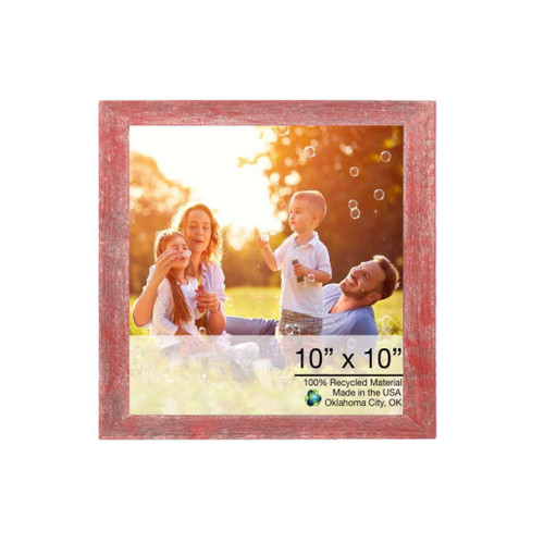 10" x 10" Red Solid Wood Hanging Picture Frame