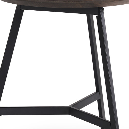 23" Espresso and Black Solid Wood and Metal Tray Table