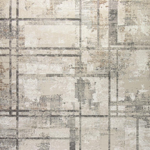 9' X 12' Ivory and Gray Abstract Non Skid Area Rug