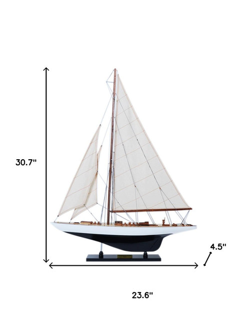 31" Unfinished Wood Hand Painted Model Boat