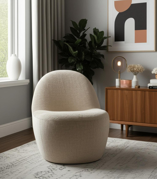 33" Beige Chenille Slipper Chair