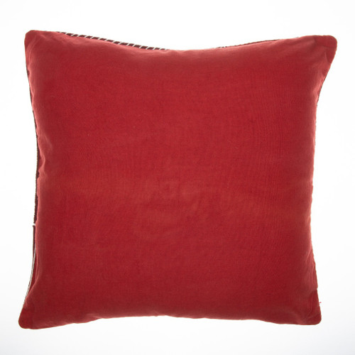 20" Red And White Striped Cotton Throw Pillow Cover