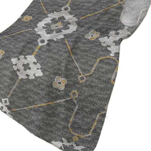 50" X 70" Gray Ivory And Gold Floral Polyester Woven Plush Throw Blanket