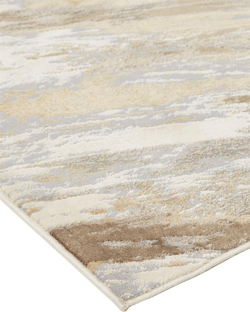 12' X 15' Ivory Tan And Brown Abstract Area Rug