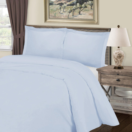 Blue King Cotton Blend Washable Duvet Cover Set
