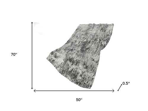 50" X 70" Gray And Silver Abstract Polyester Woven Plush Throw Blanket