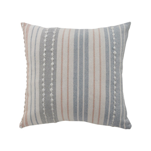 20" Gray And White Striped Cotton Throw Pillow Cover