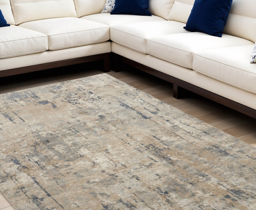 12' X 15' Beige and Gray Abstract Power Loom Area Rug