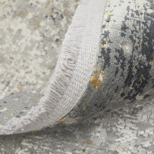 10' X 13' Ivory Taupe and Gray Abstract Power Loom Distressed Area Rug With Fringe