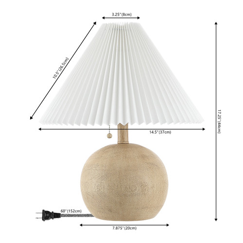 17" Beige Ribbed Round Table Lamp With Empire Shade