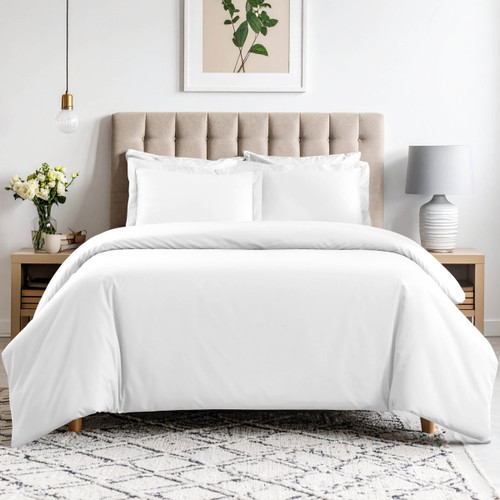 White Queen Cotton Blend Washable Duvet Cover Set