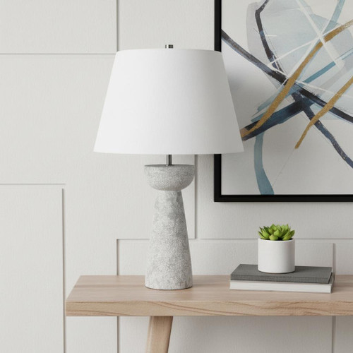 27" Gray Round Bedside Lamp With Empire Shade