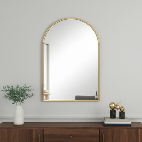 38" Gold Aluminum Arch Framed Accent Mirror