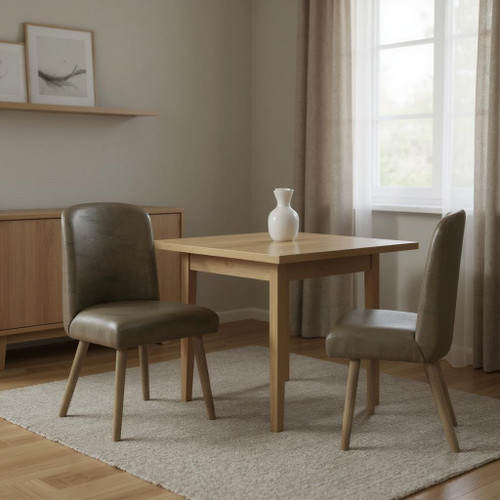 Set of Two Gray Faux Leather Dining Side Chairs