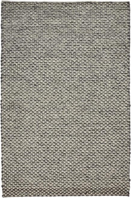 10' X 13' Gray and Ivory Wool Floral Hand Woven Area Rug