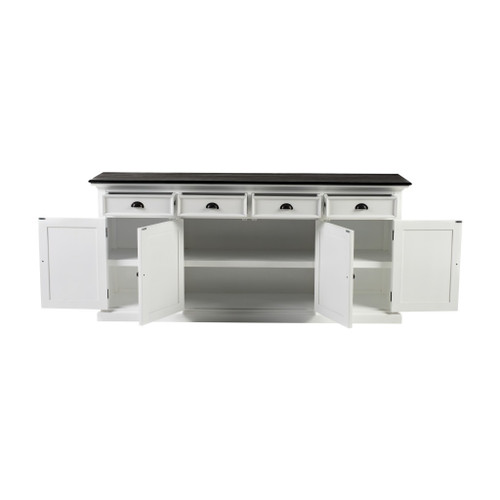 81" White & Black Solid Wood Buffet Table